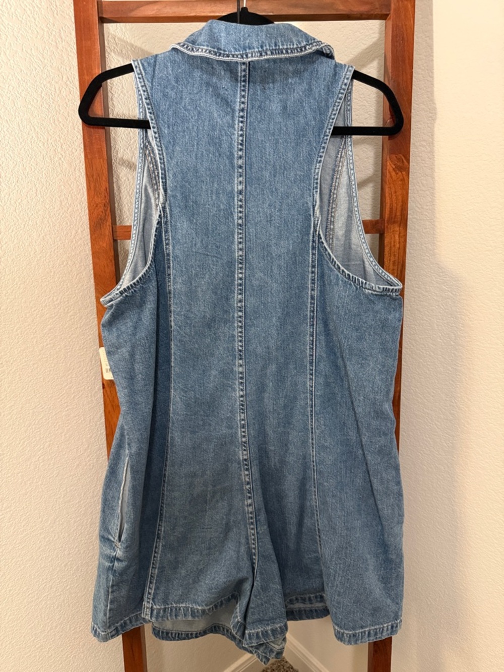 We The Free Free People Dover Playsuit Denim Romper Candy Blue NWT size XL - Picture 3 of 7